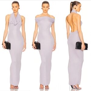 Helsa Aaliyah Maxi Knit Dress in Silver Lilac Size S